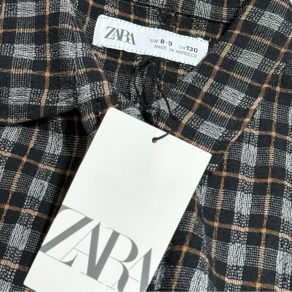 Zara Girls Plaid Shirt Dress Size 8–9 Flannel Button Front Long Sleeve Fall - Picture 5 of 10